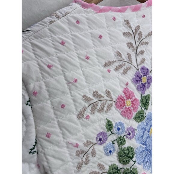 Handmade Crossstitch Upcycled Mentorsilly Jacket Size Large - Picture 12 of 12